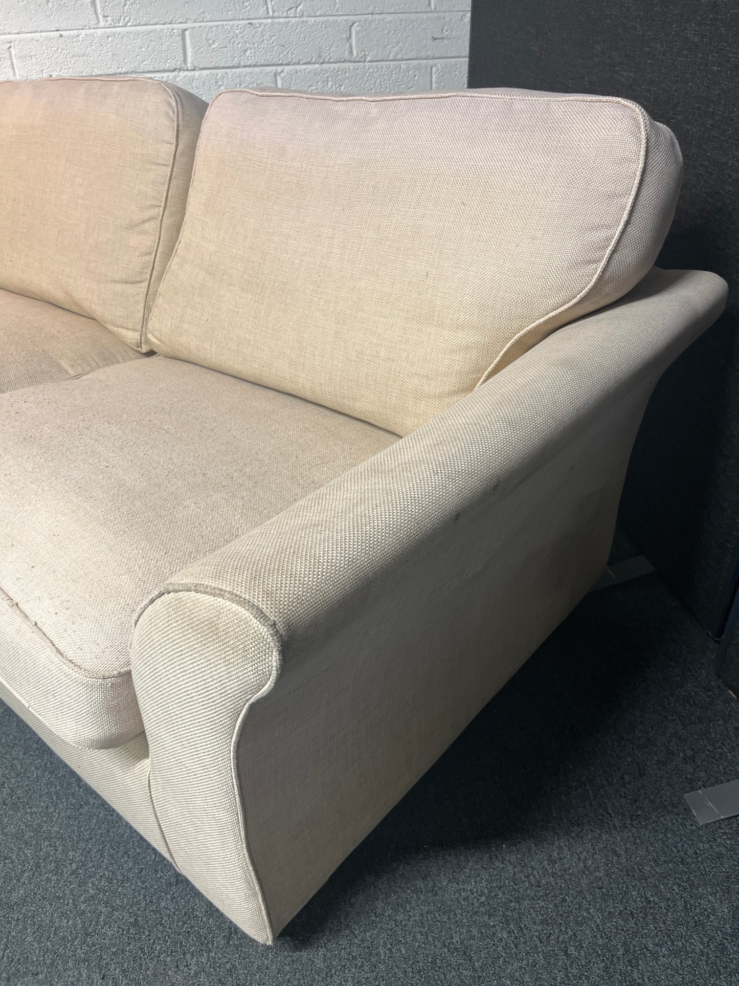 Large 2 seater oatmeal fabric sofa 2225