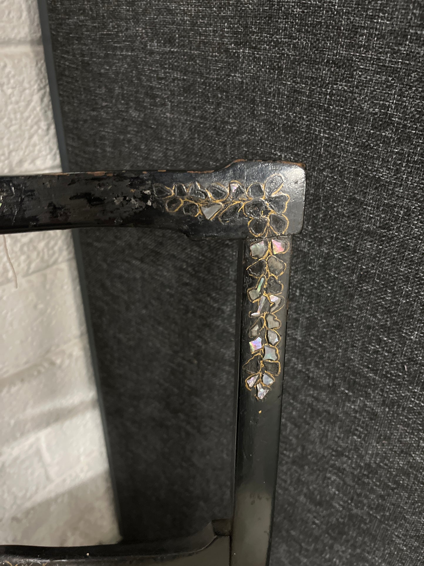 black painted floral seat dining chair 3225