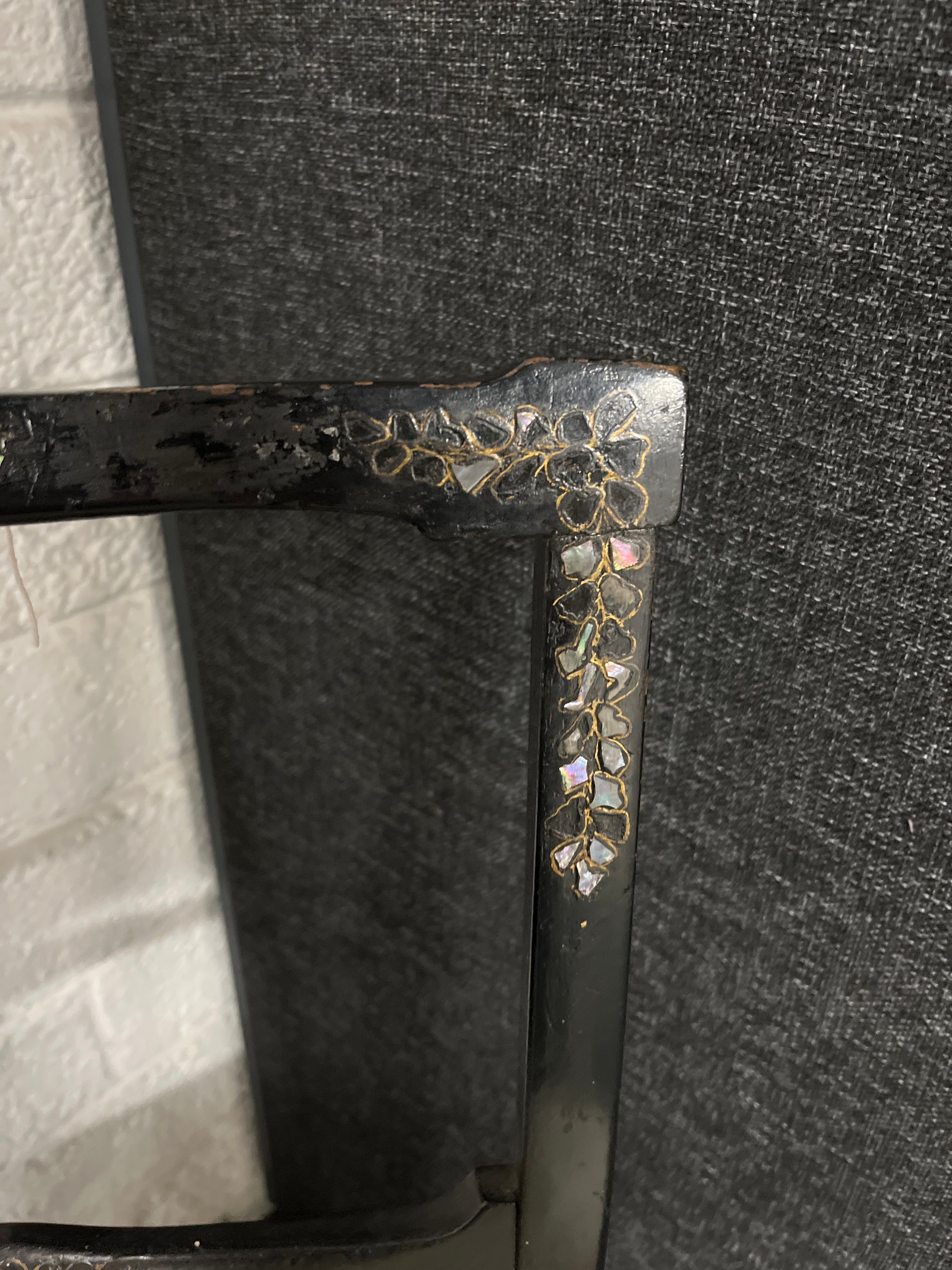 black painted floral seat dining chair 3225