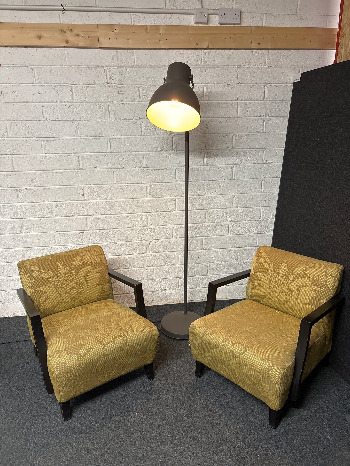 Orior low yellow floral fabric armchair with wooden frame  1225
