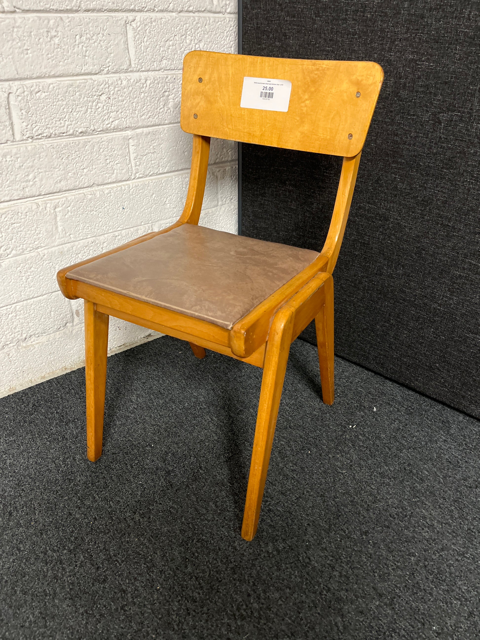 Solid wood brown vinyl seat kitchen chair  2125