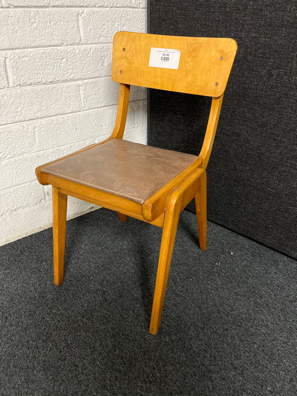 Solid wood brown vinyl seat kitchen chair  2125