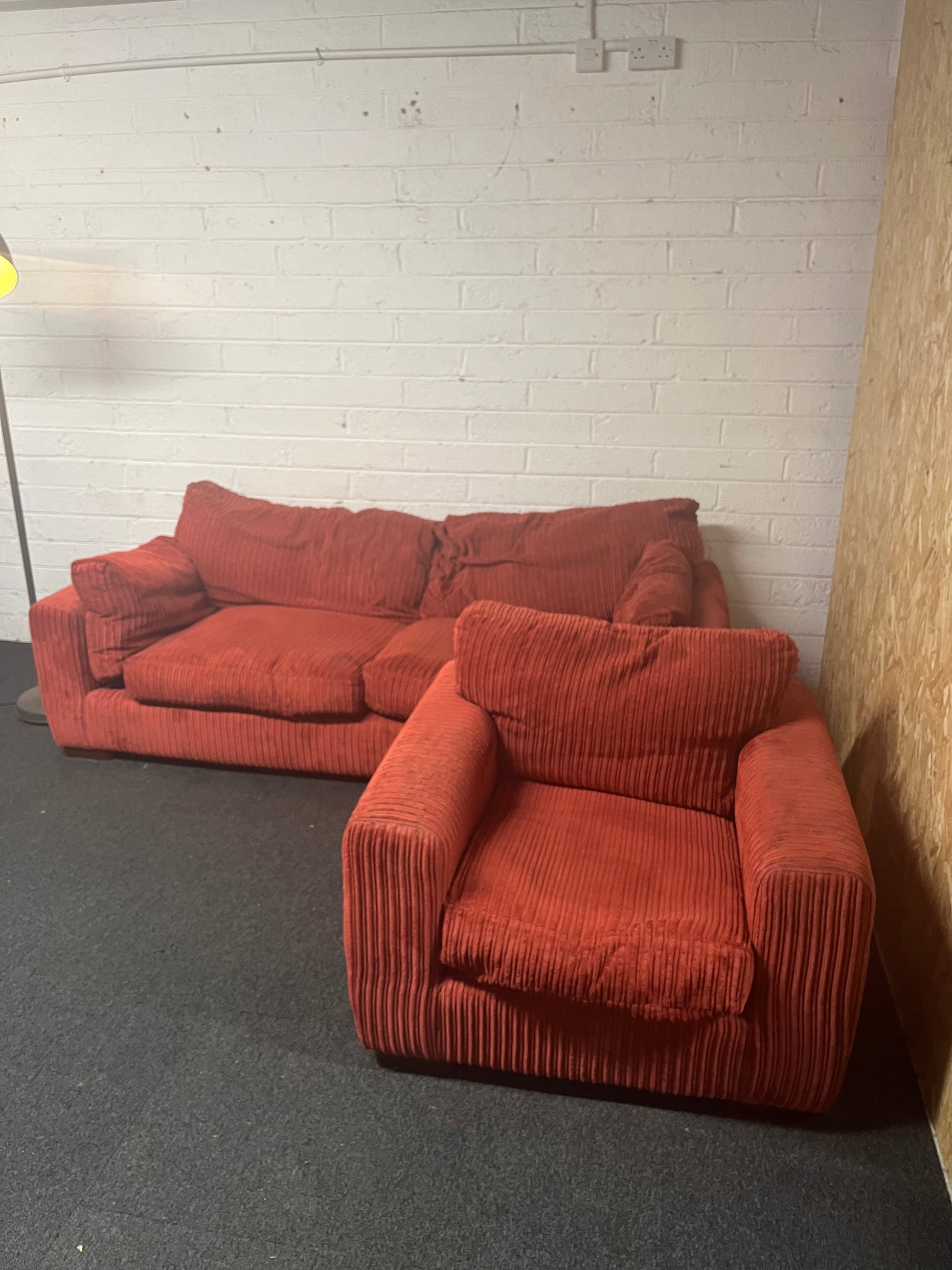 3+1 red corduroy fabric sofa suite 1325