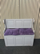 Switch Grey pine monksbench with Purple cushions  1126 2 image