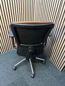 Switch Girsberger high back brown leather multifunction swivel chair with adjustable arms and back rake with polished metal base on castors   J3910 3 image