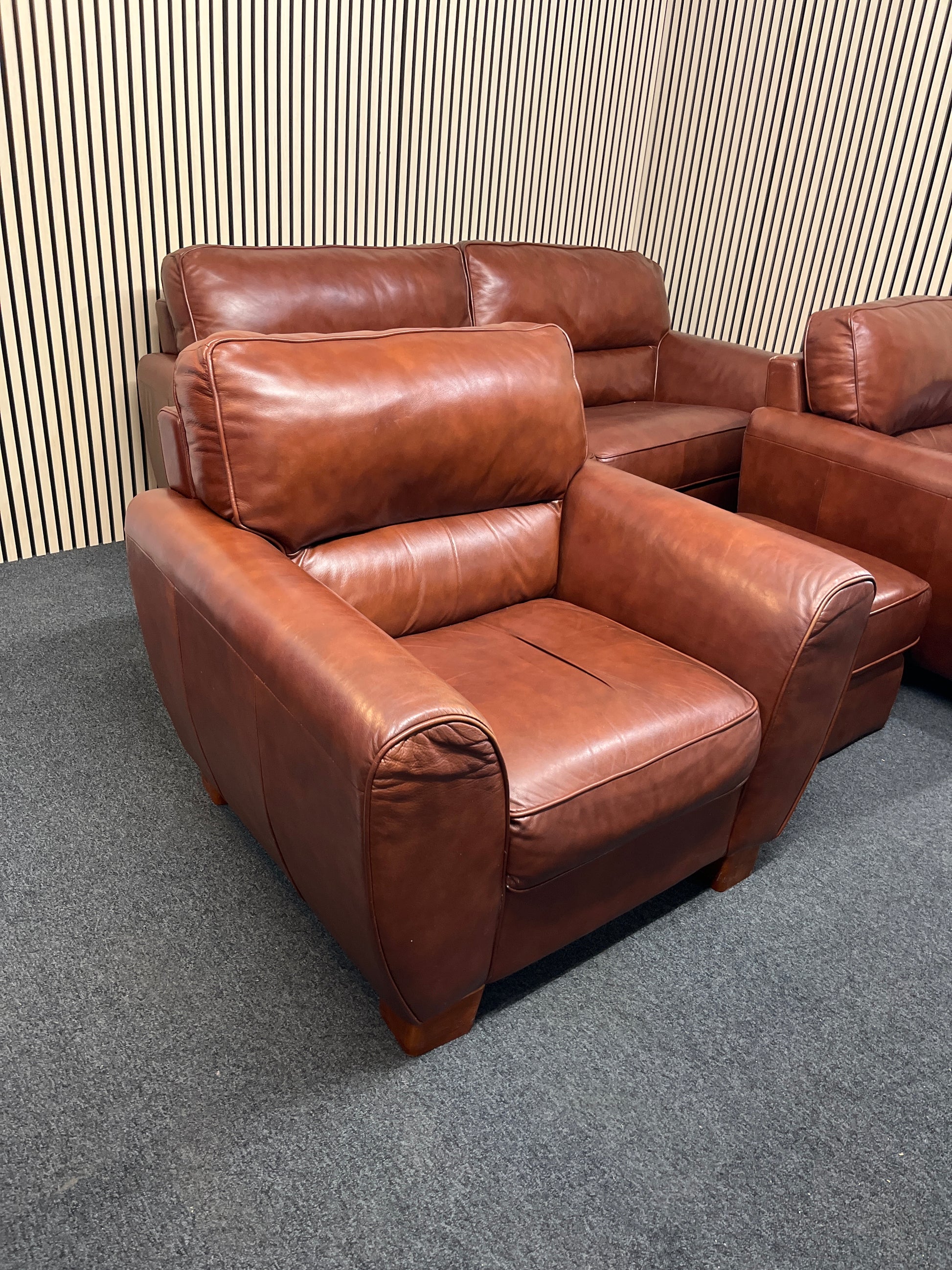 3+1+1+footstool tan leather sofa suite 2325