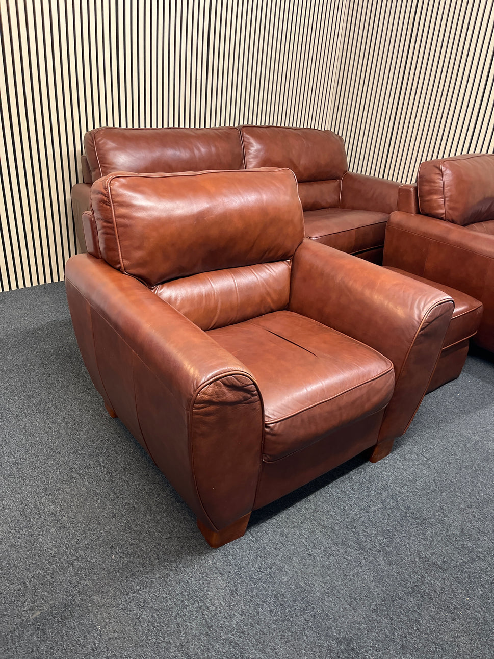 3+1+1+footstool tan leather sofa suite 2325