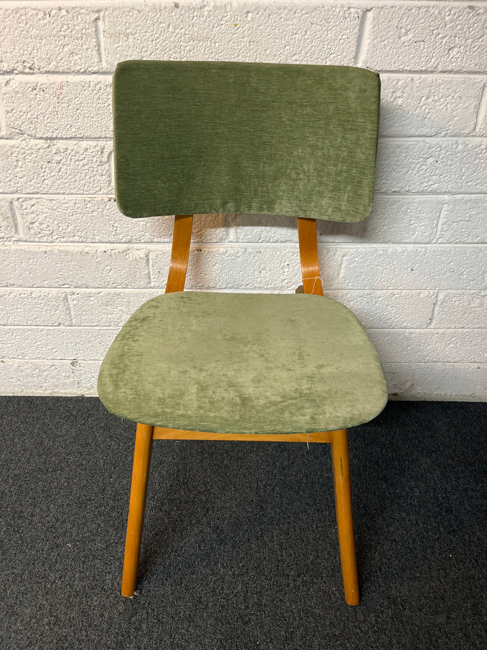 Danish style beech framed, sea green fabric dining chair 2225
