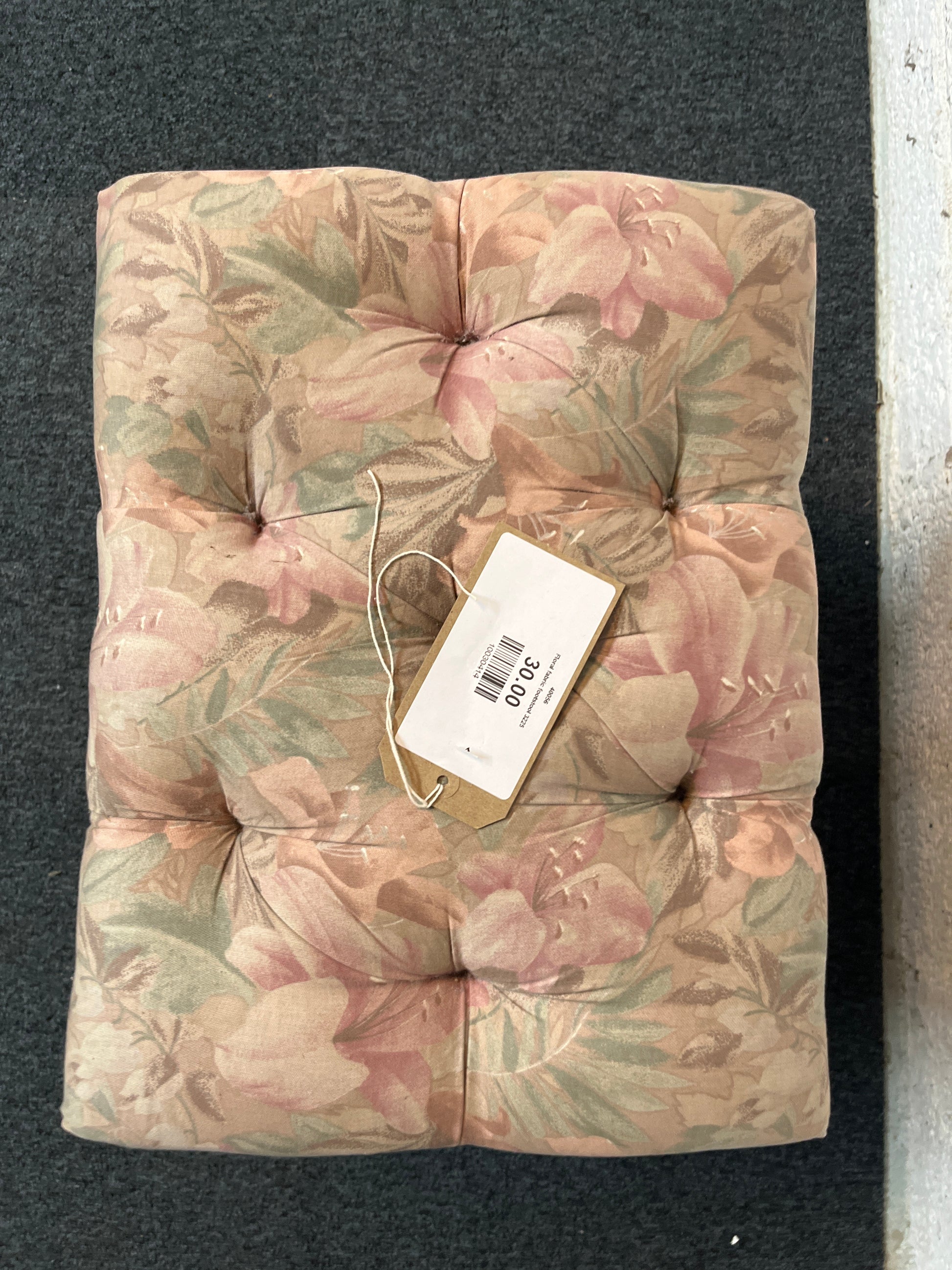 Floral fabric footstool 3225