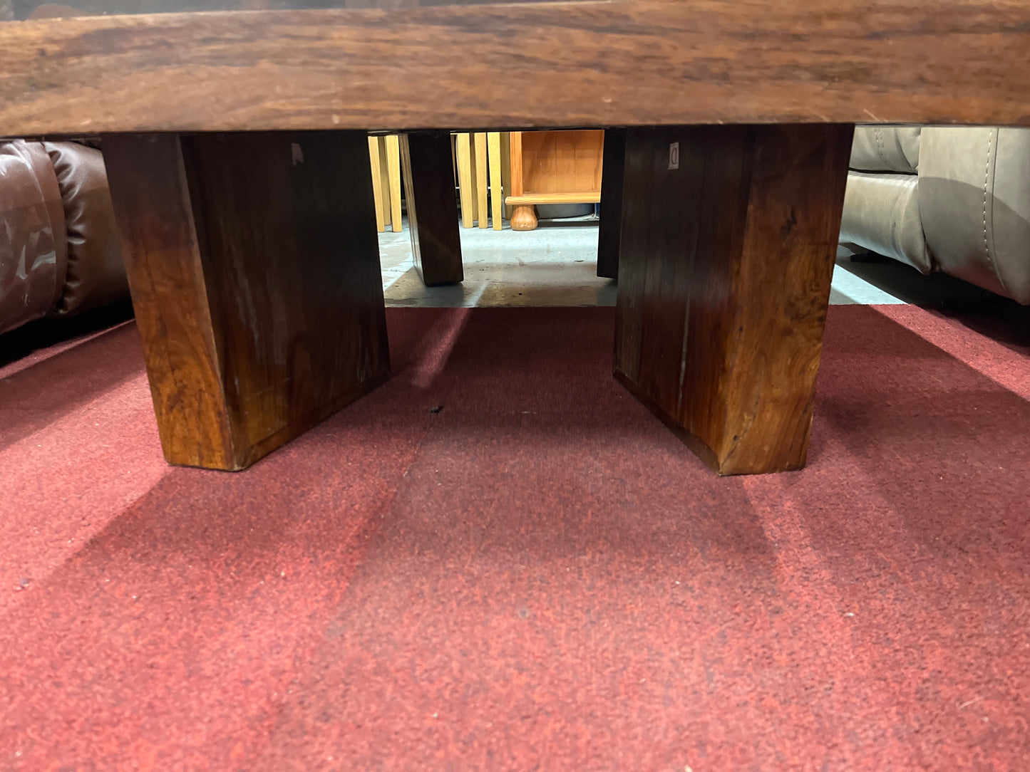 Large solid stained hardwood coffee table  2125