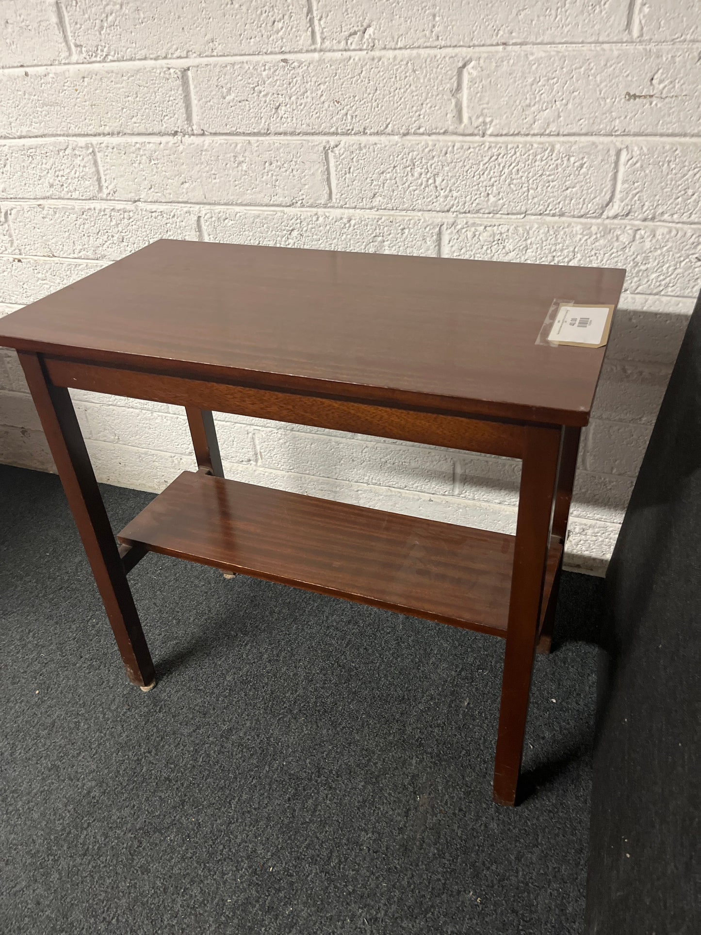 Teak stained tiered side table (H 700 x W 740 x D 400 mm) 2225