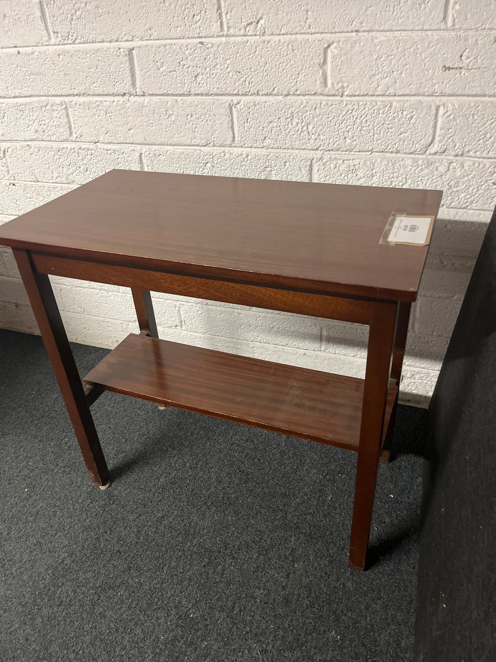 Teak stained tiered side table (H 700 x W 740 x D 400 mm) 2225