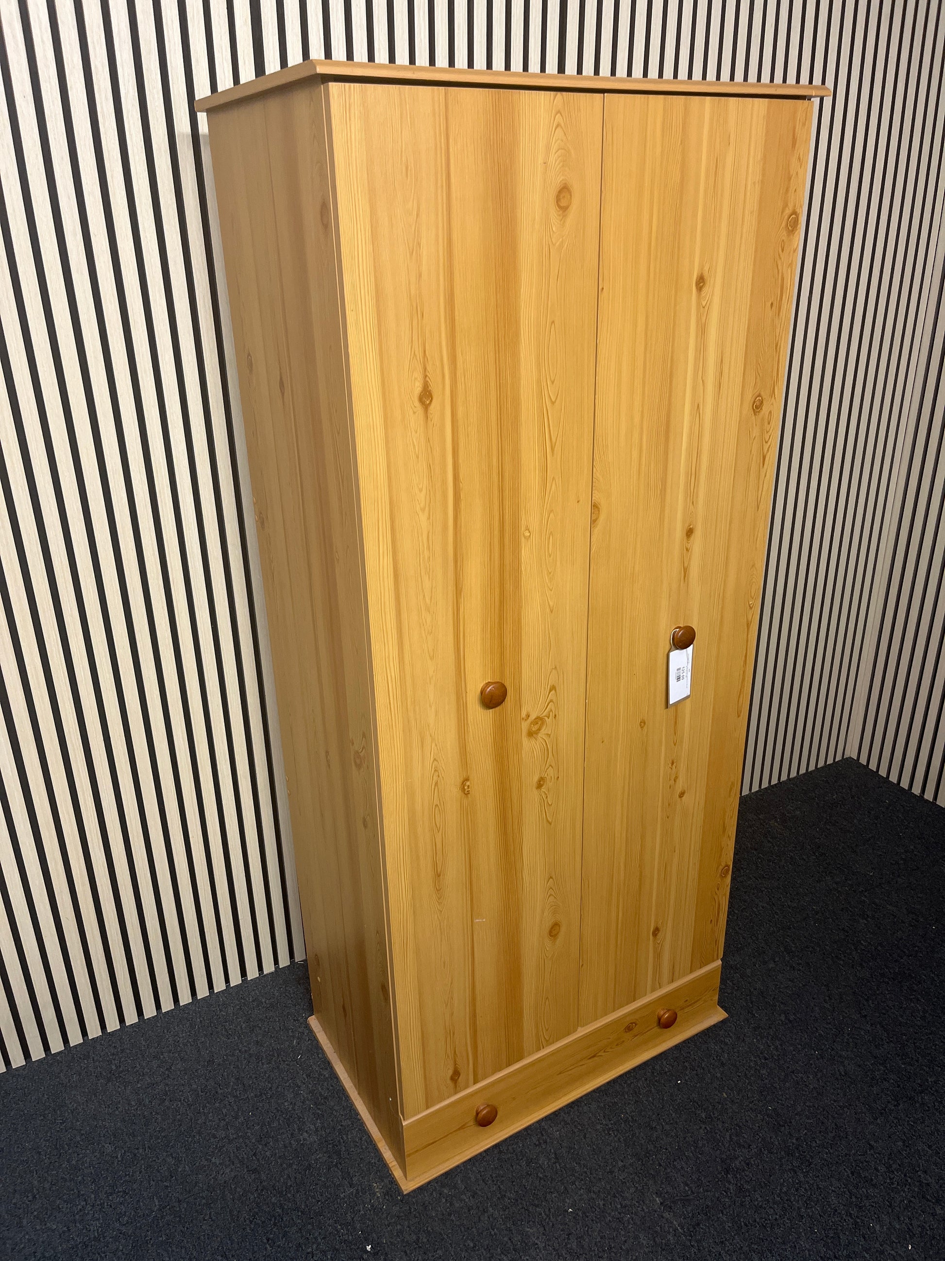 Tall 2 door 1 drawer pine laminate wardrobe (H 184 x W 82 x D 49 cm) 1325