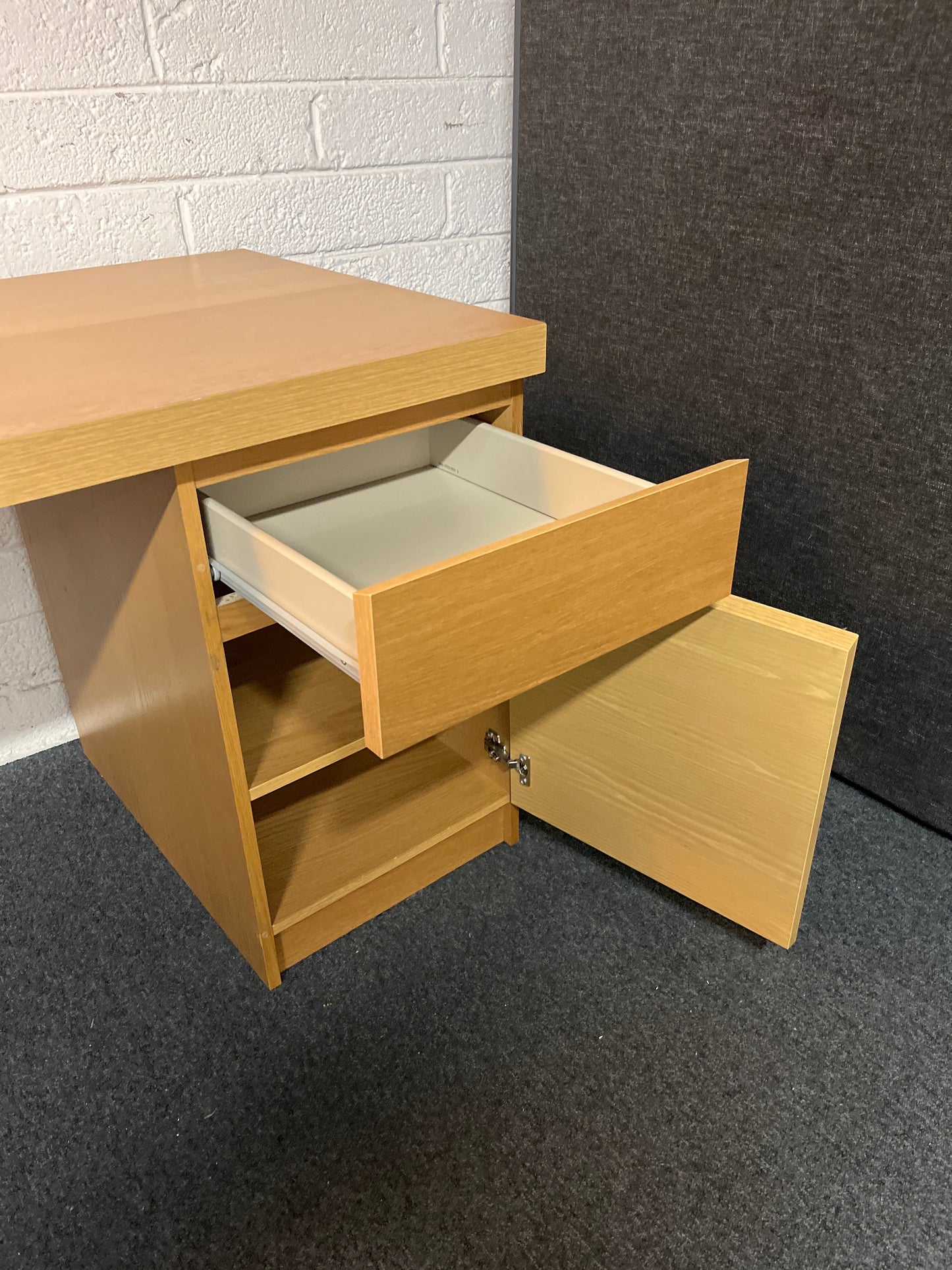 Oak straight desk with base drawers 1600Lx810Hx500D 2225
