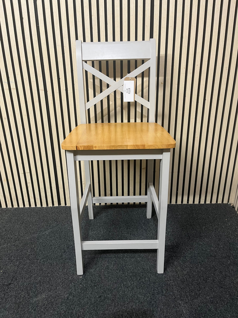 Tall grey painted wooden stools with natural timber seat  44765
