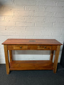 Switch Large solid wood teak stained 2 drawer slim console table (H 77 x W 120 x D 40 cm) 2225 2 image