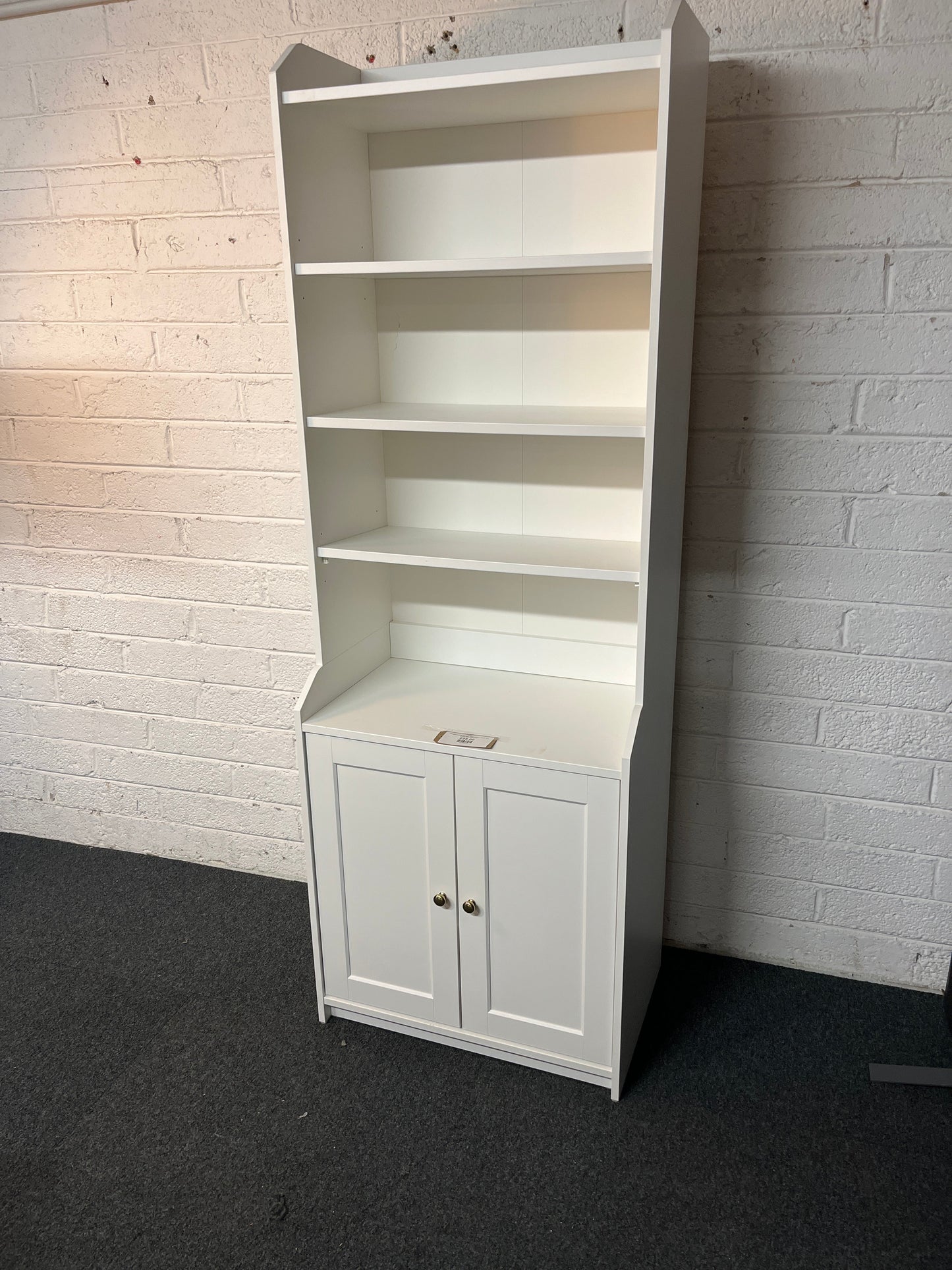 Tall white laminate top open shelves 2 door display unit 2000Hx460Dx700W 2225
