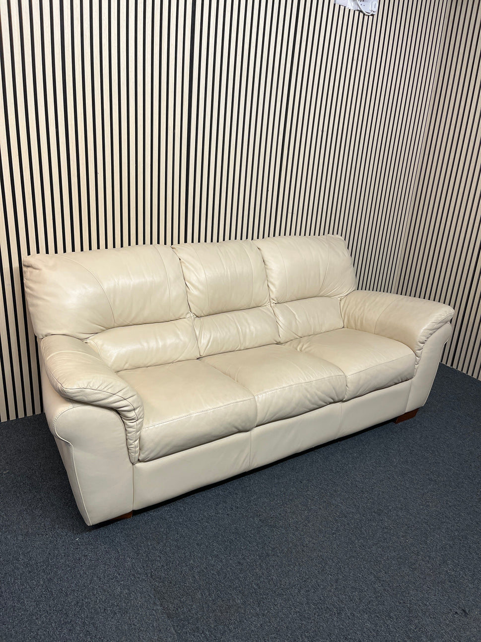 3 seater soft cream leather sofa (210 cm wide) 3325