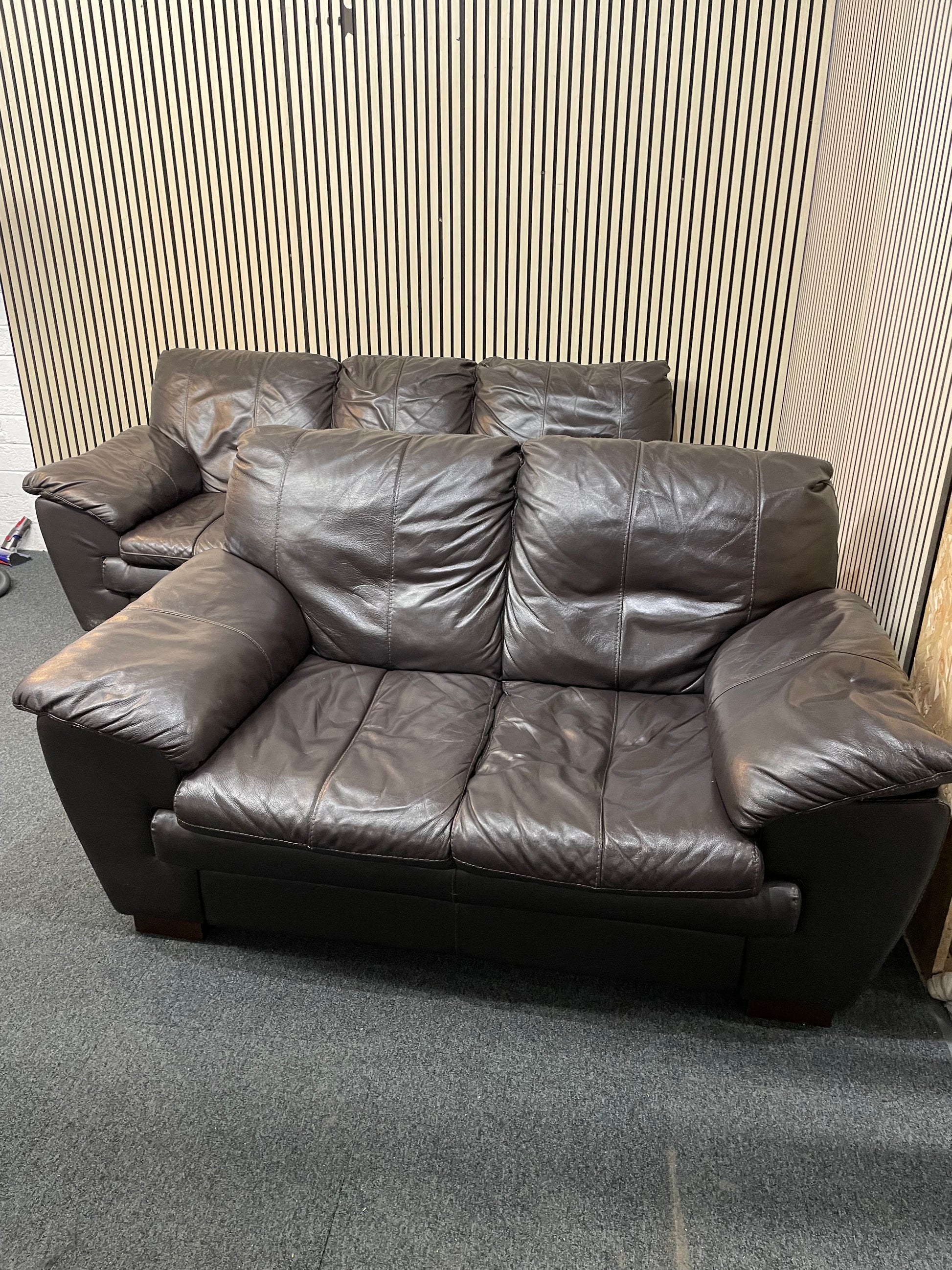 3+2 dark brown sofa real leather sofa suite 3126