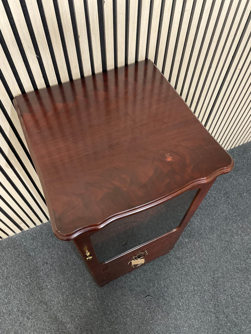 Mahogany 1 glass door 2 drawer small storage unit (H 102 x W 50 x D 50 cm)  44534
