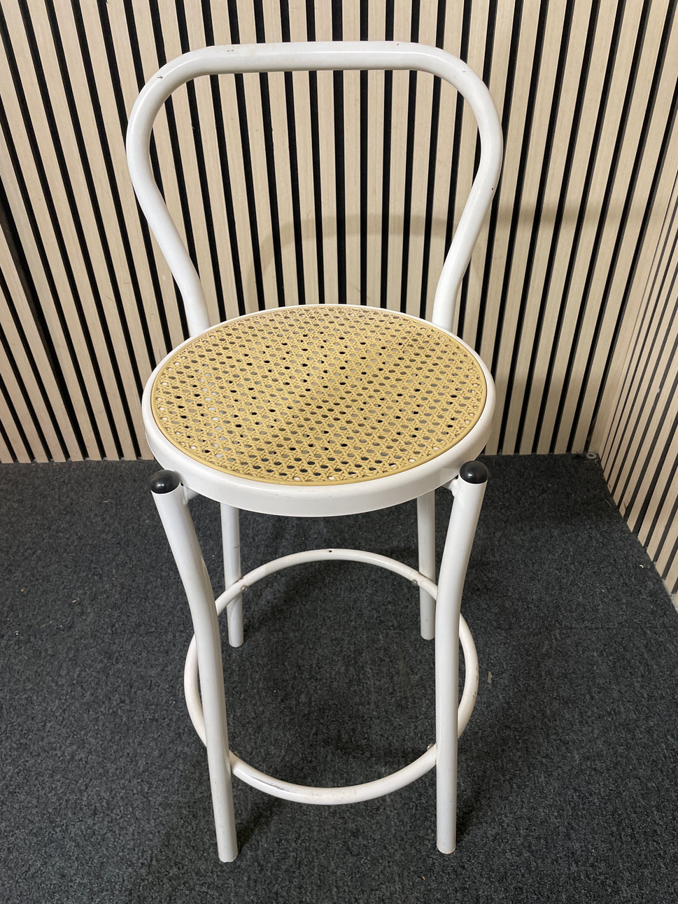 White metal tall stool with rattan seat 1126