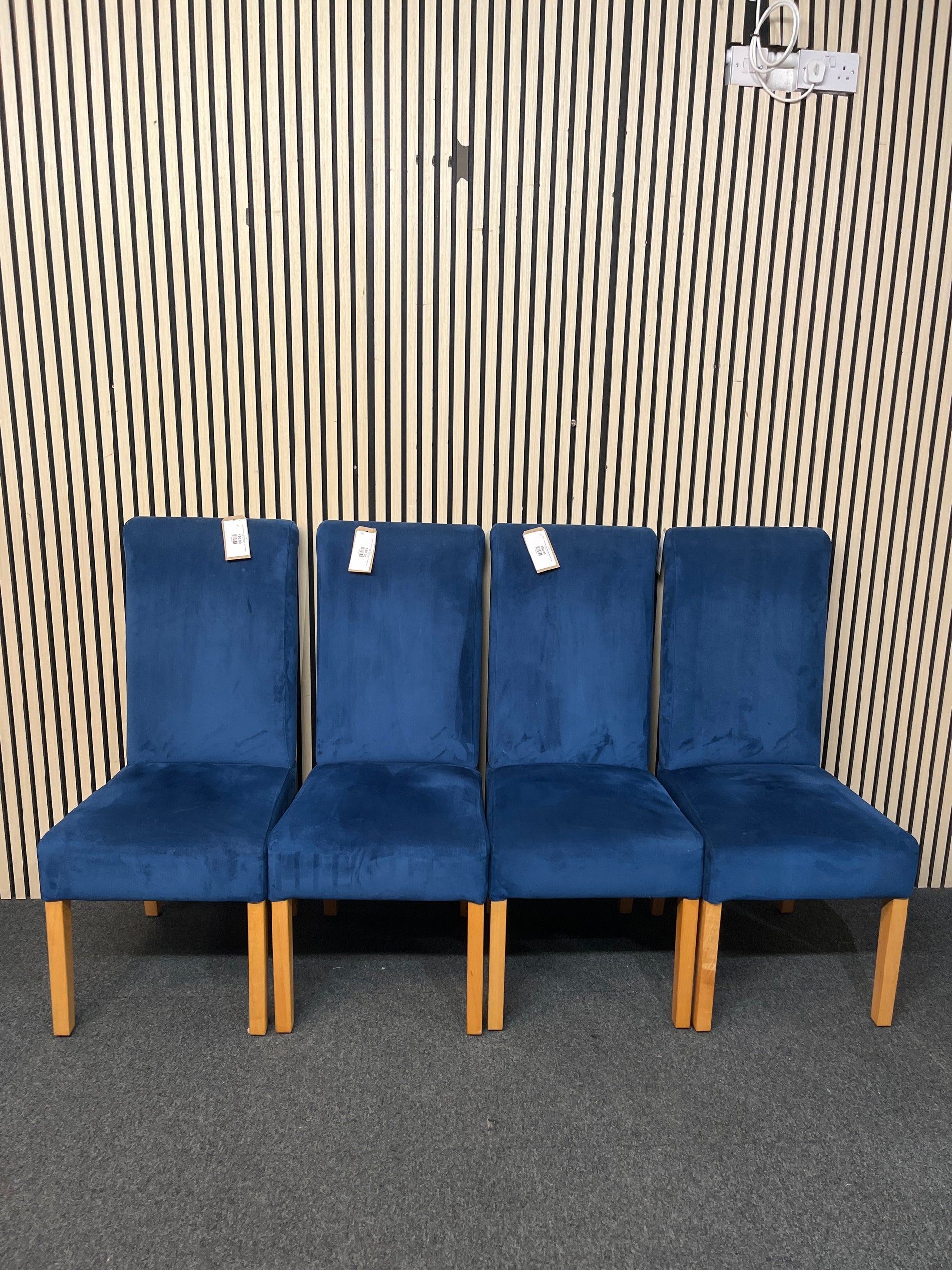 High back dark blue velvet dining chair, solid wood frame (SET OF 4) 3126