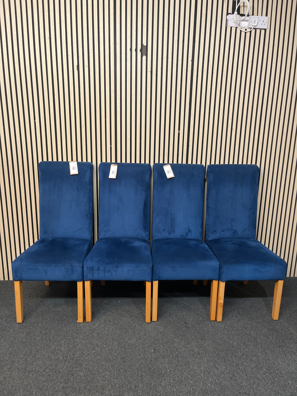 High back dark blue velvet dining chair, solid wood frame (SET OF 4) 3126