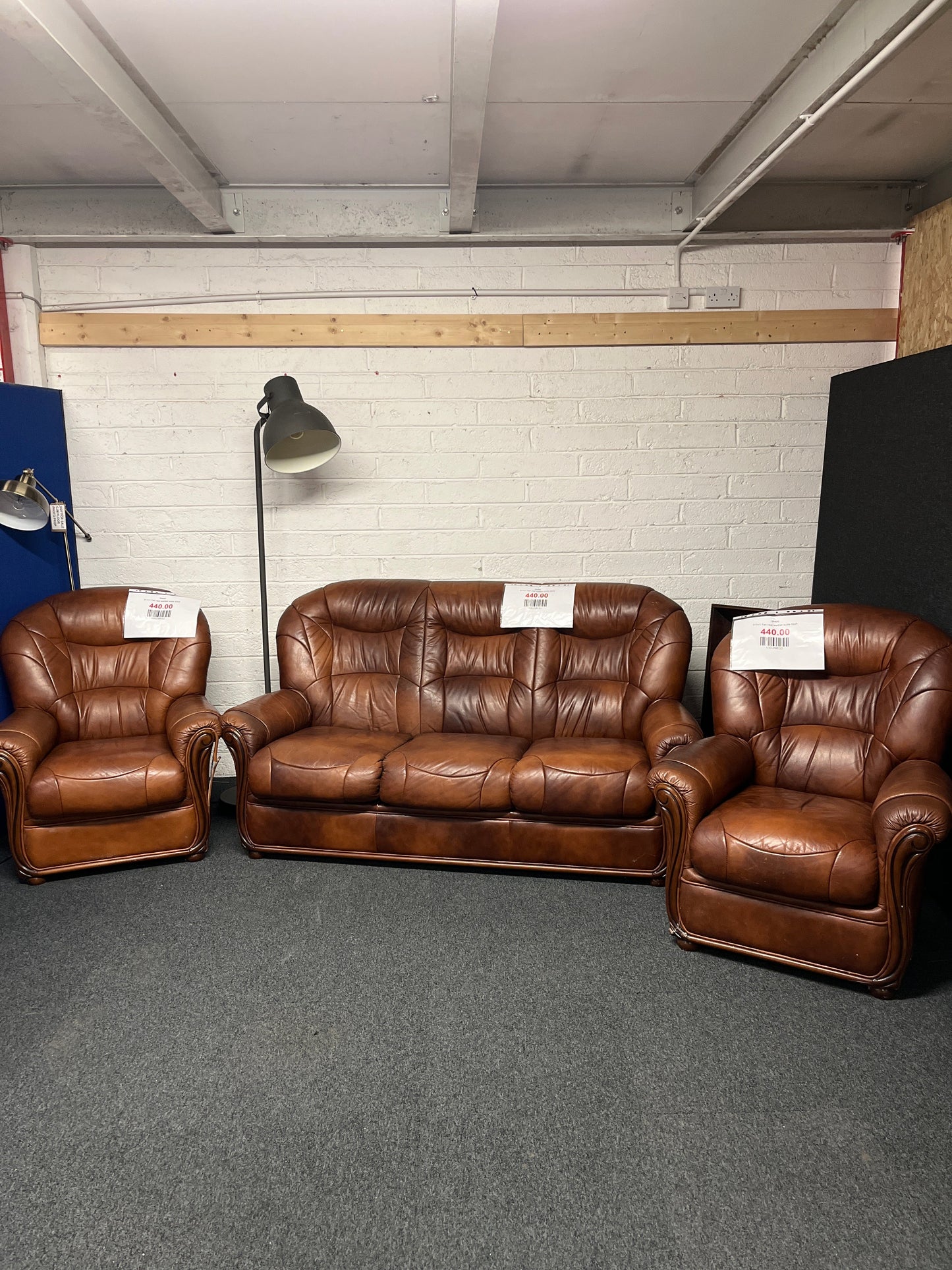 3+1+1 Tan real leather suite 2225