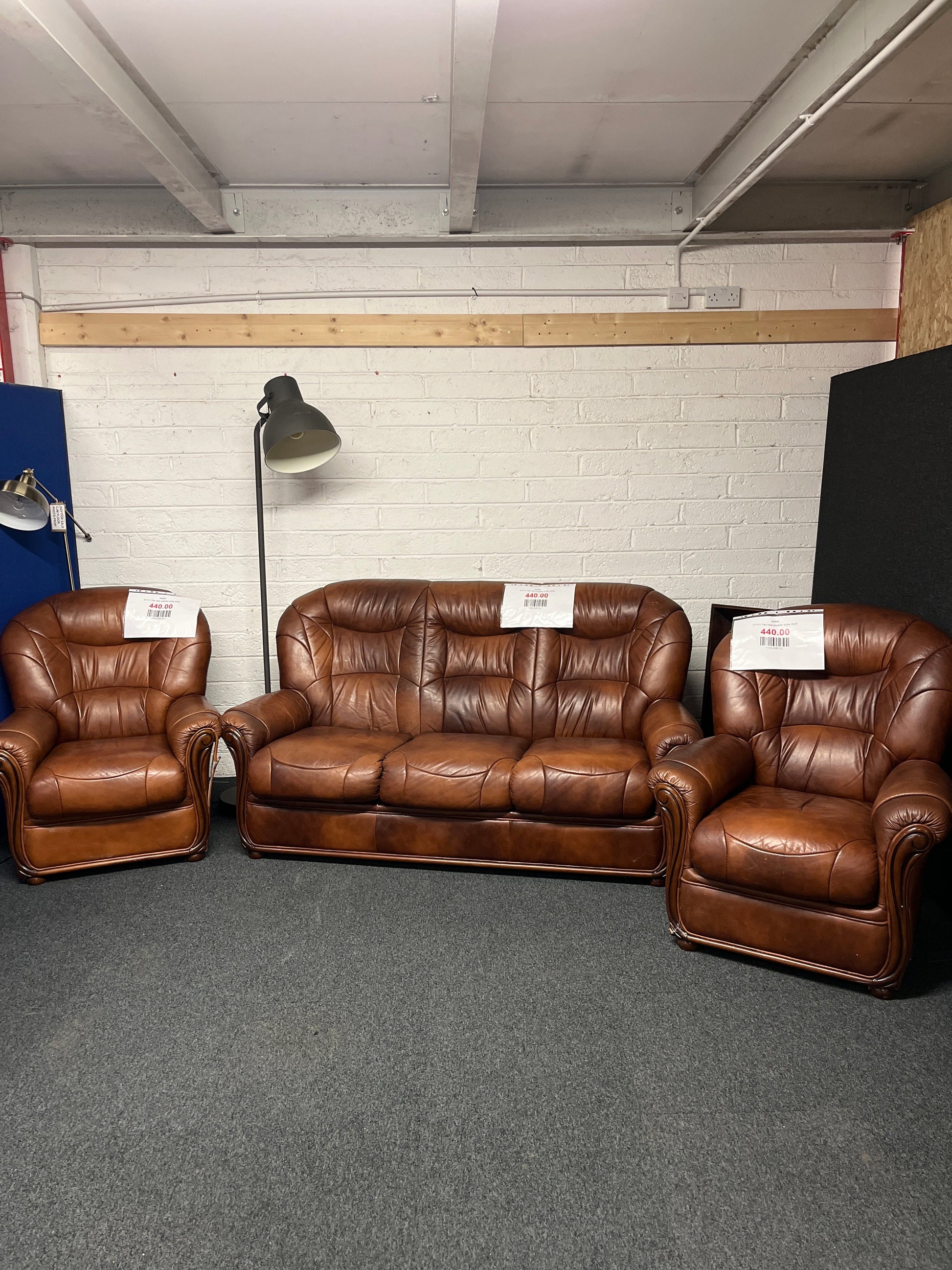 3+1+1 Tan real leather suite 2225