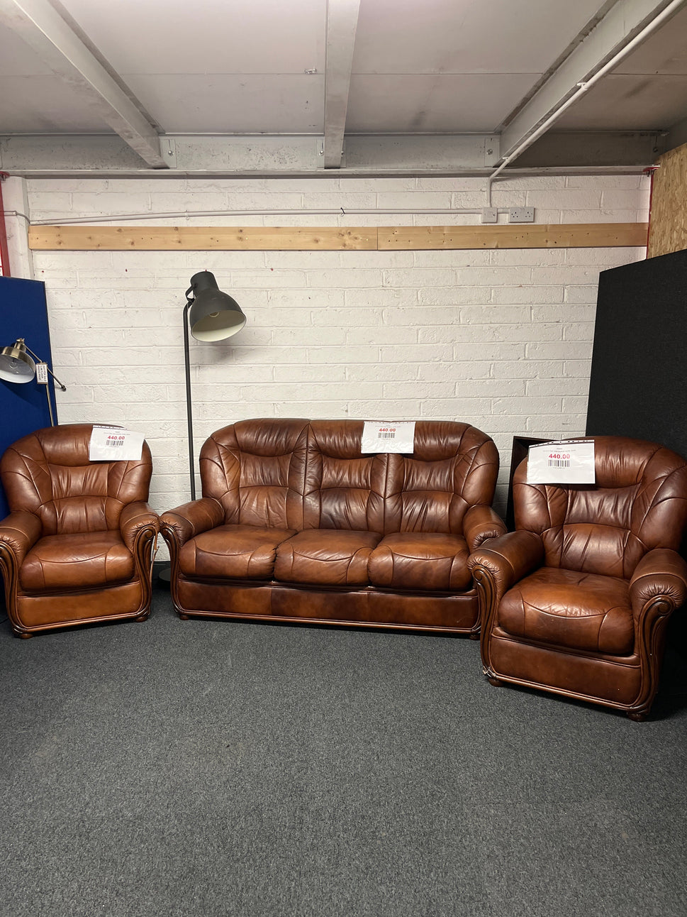 3+1+1 Tan real leather suite 2225