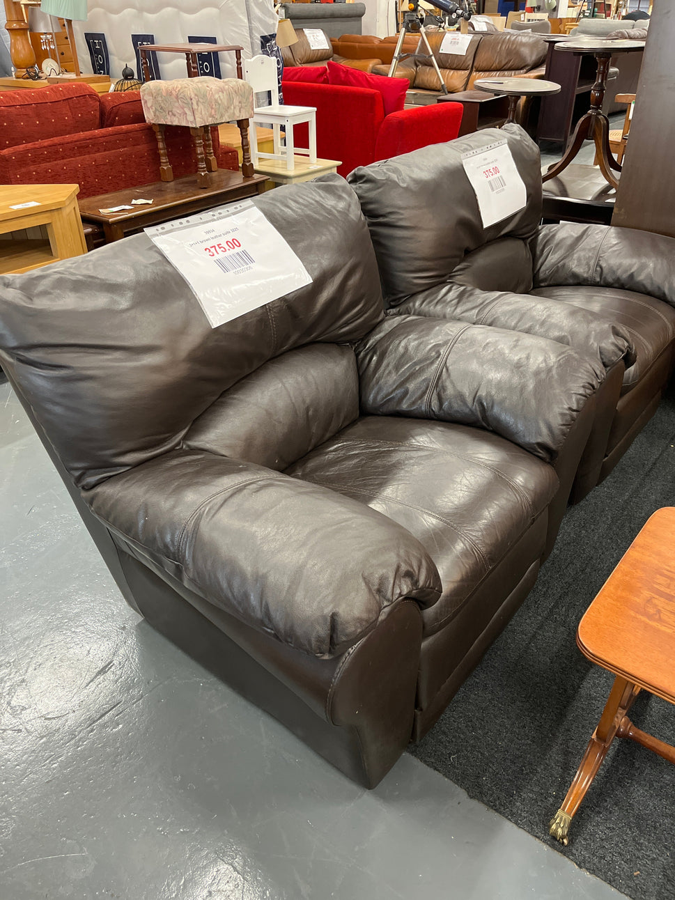 3+1+1 brown leather suite 3225