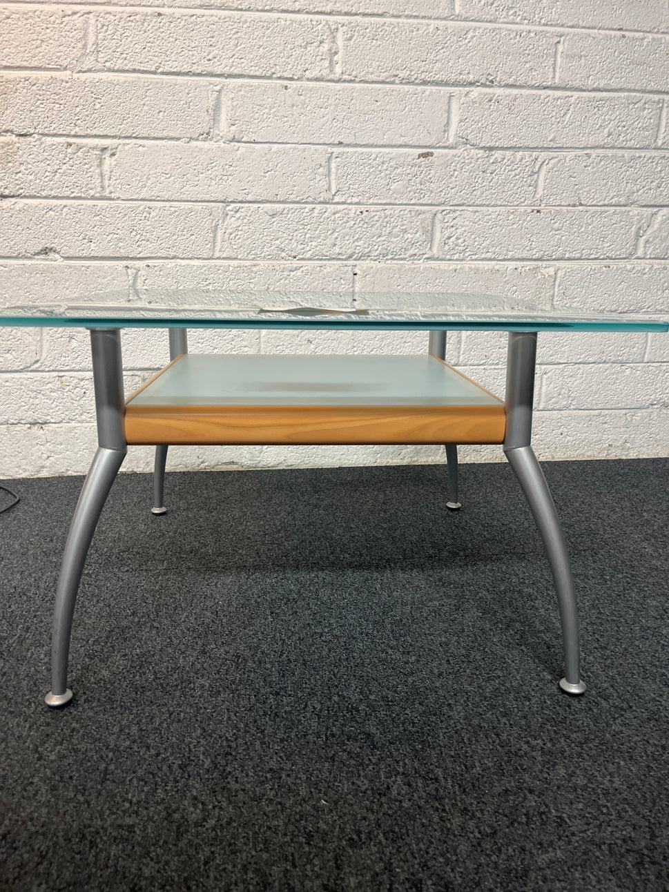 SECONDHAND frosted and clear glass low coffee table