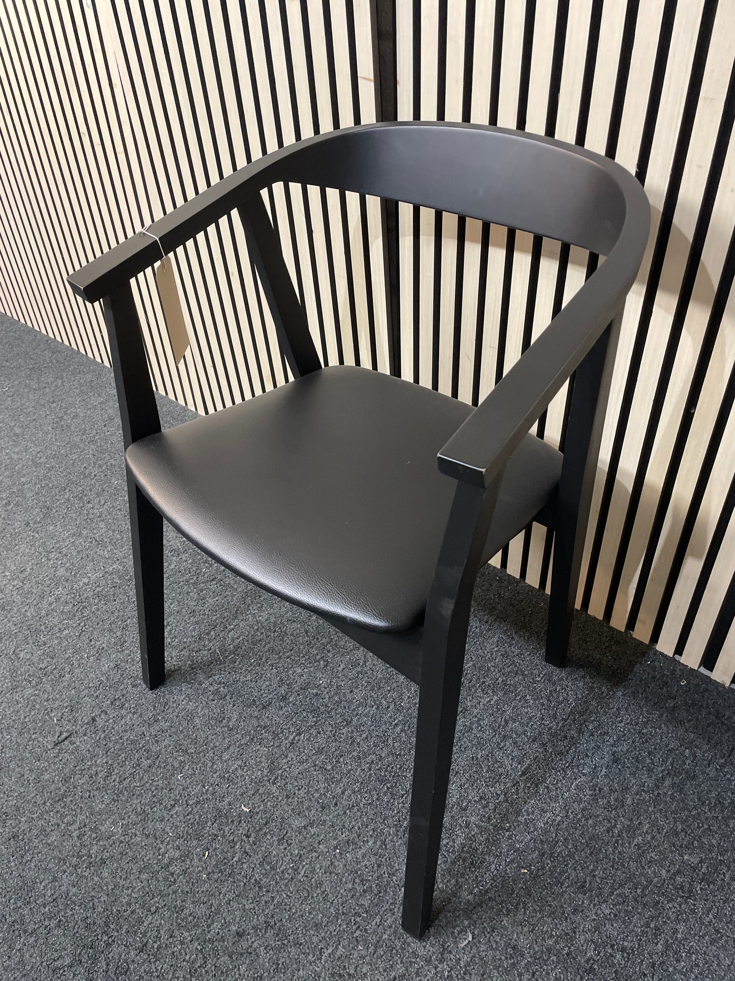 Black wood carver dining chair with leatherette seat 1126