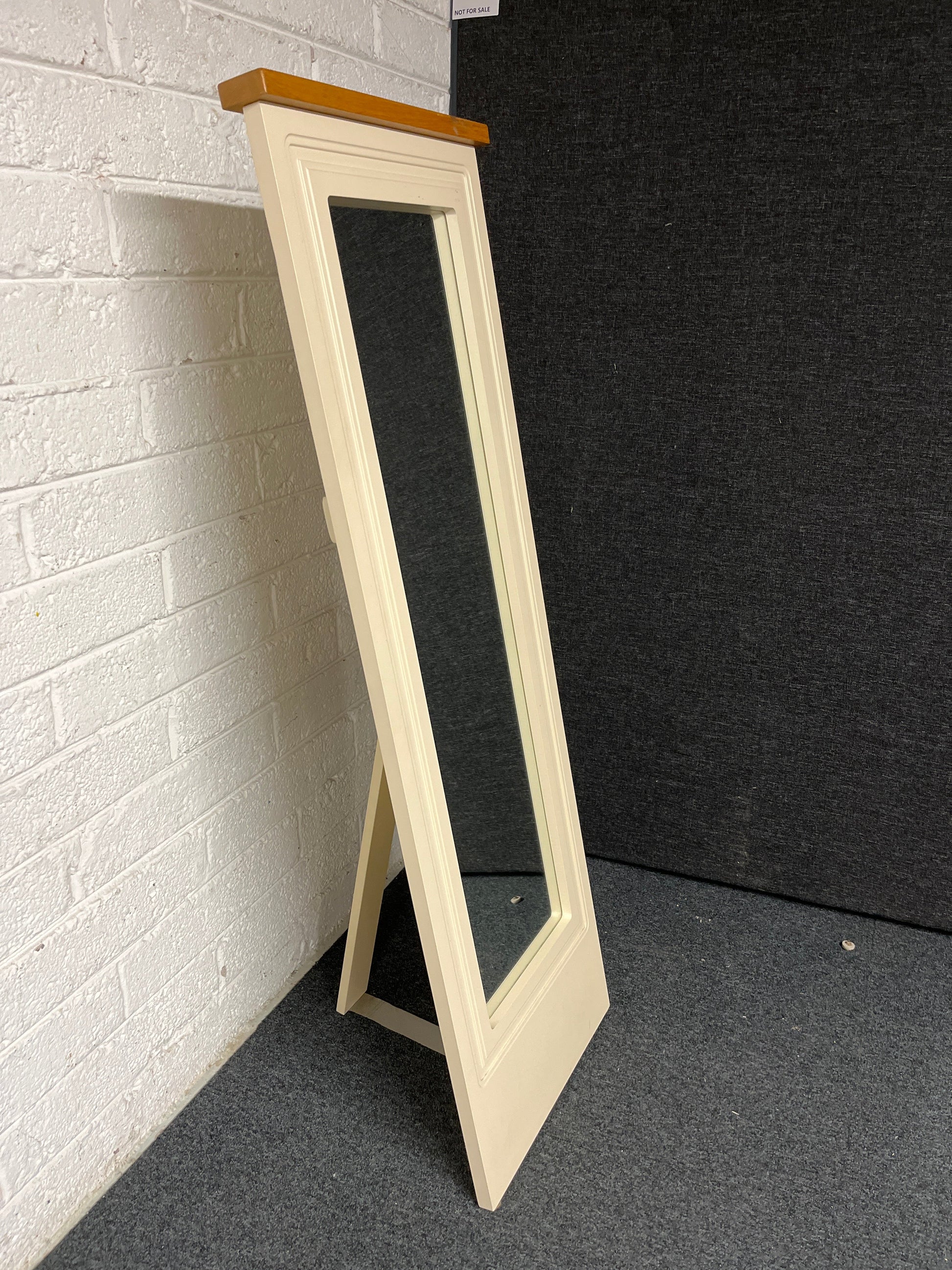 Cream and solid pine freestanding rectangular floor mirror  1225