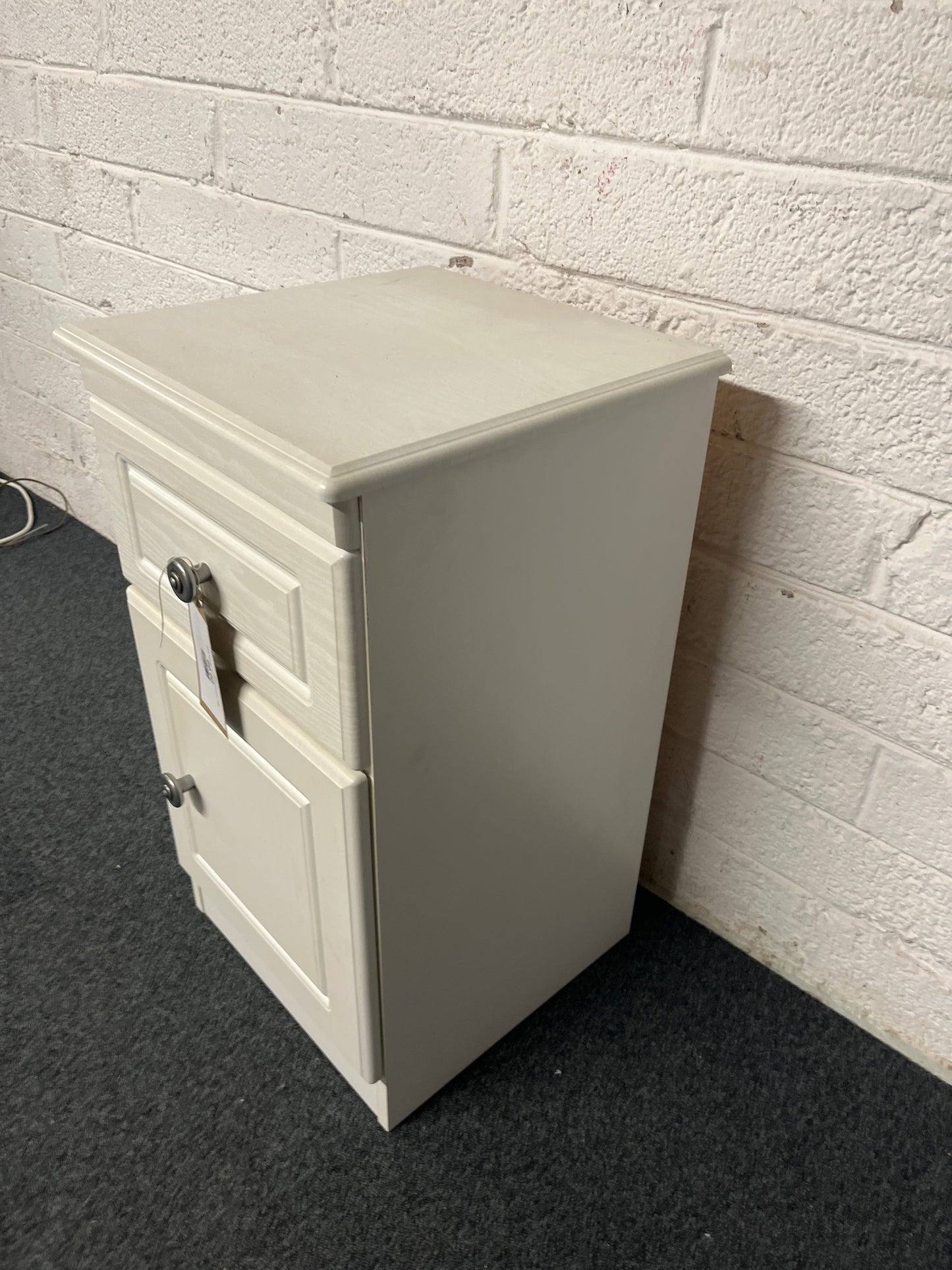 White laminate 2 drawer bedside locker  1225