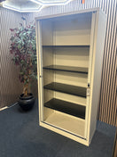 Switch Tall 2 door side opening metal tamboutr unit in white with internal shelves and key. 179Hx470Dx100W. Price inc VAT 2 image