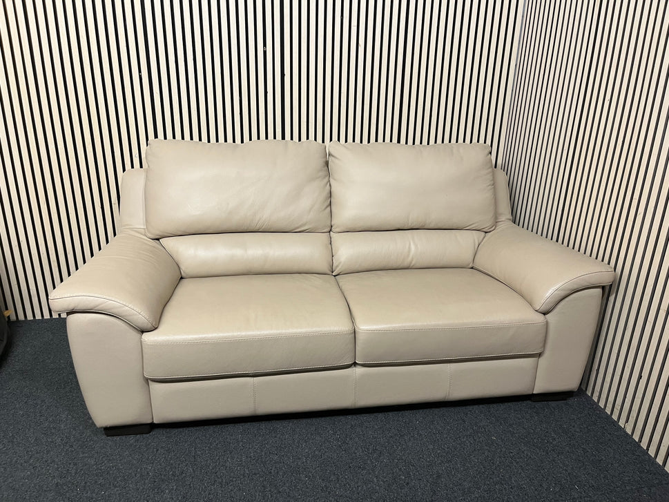 Soft cream leather two seater sofa   44370