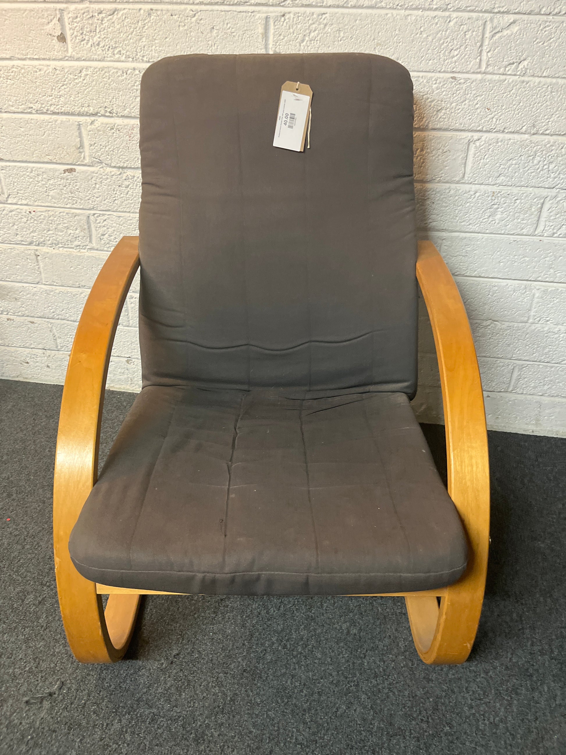 Bentwood beech framed chair with grey cushion 3225