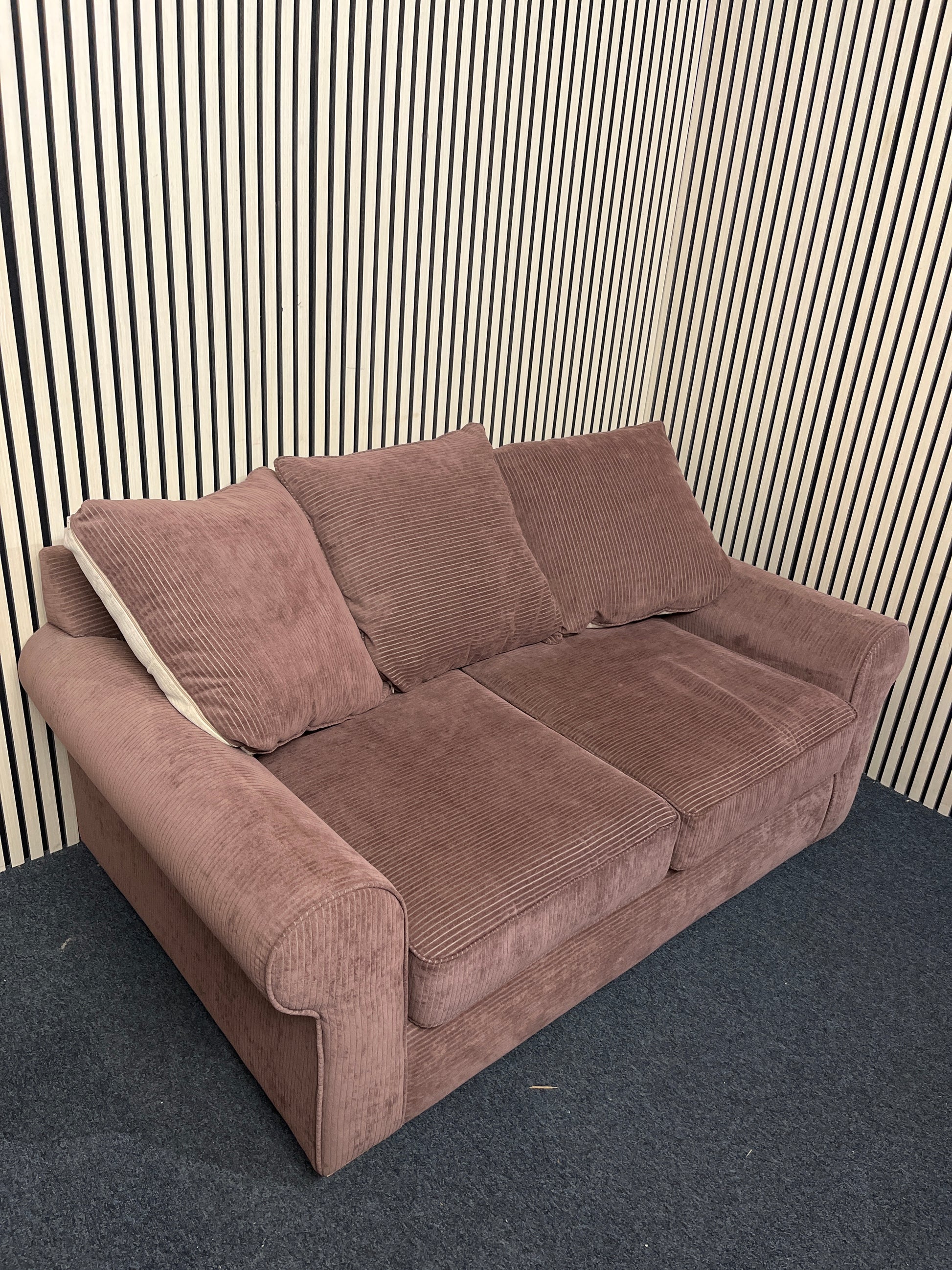 3 seater brown corduroy fabric sofa bed 3325