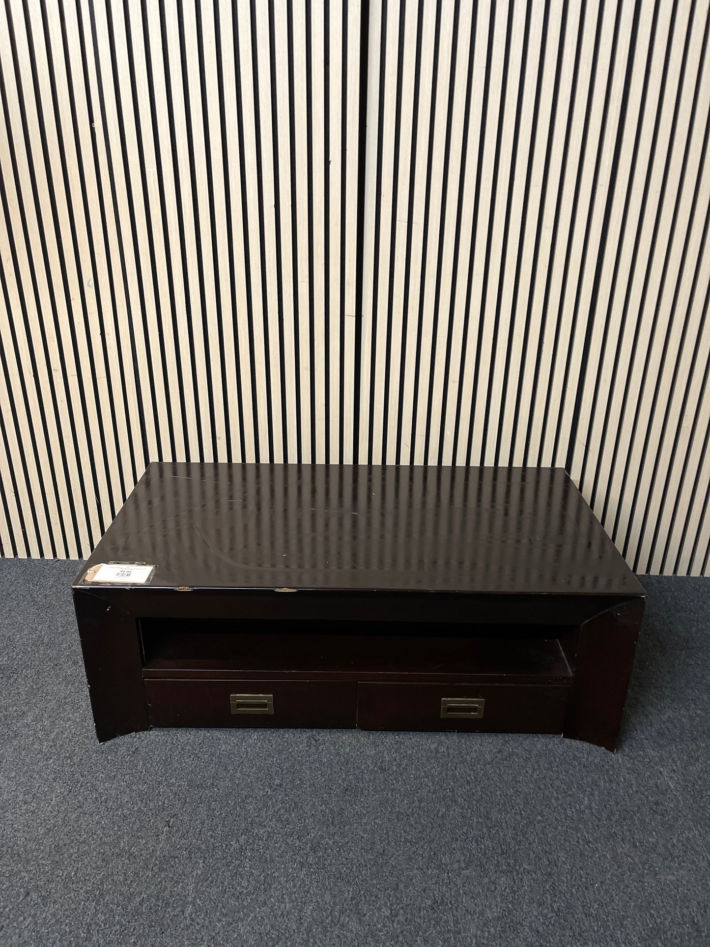 darkwood coffee tables with drawers and shelf (H 40 x W 110 x D 60 cm) 2425