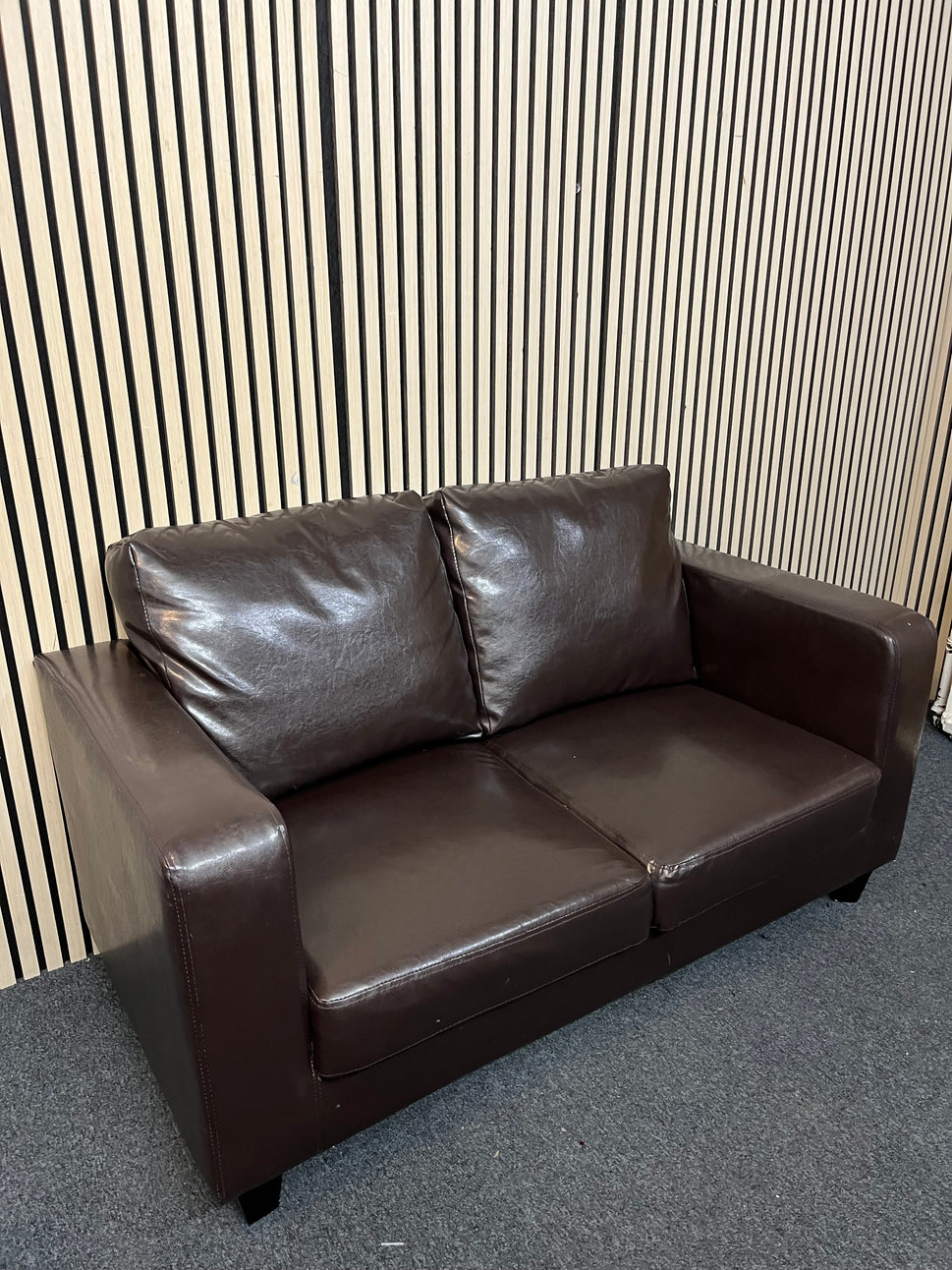 2 seater dark brown PU leatherette sofa 1126