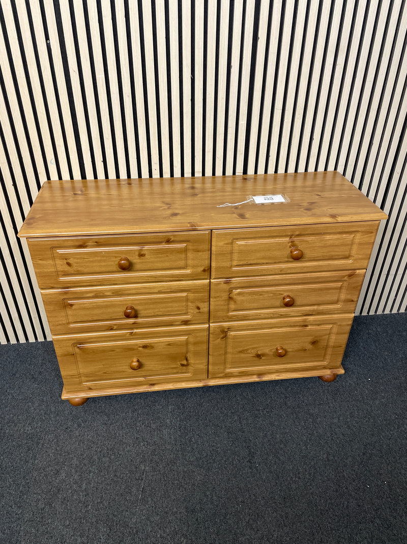 Oak laminate 6 drawer chest W113x40Dx80H  44465