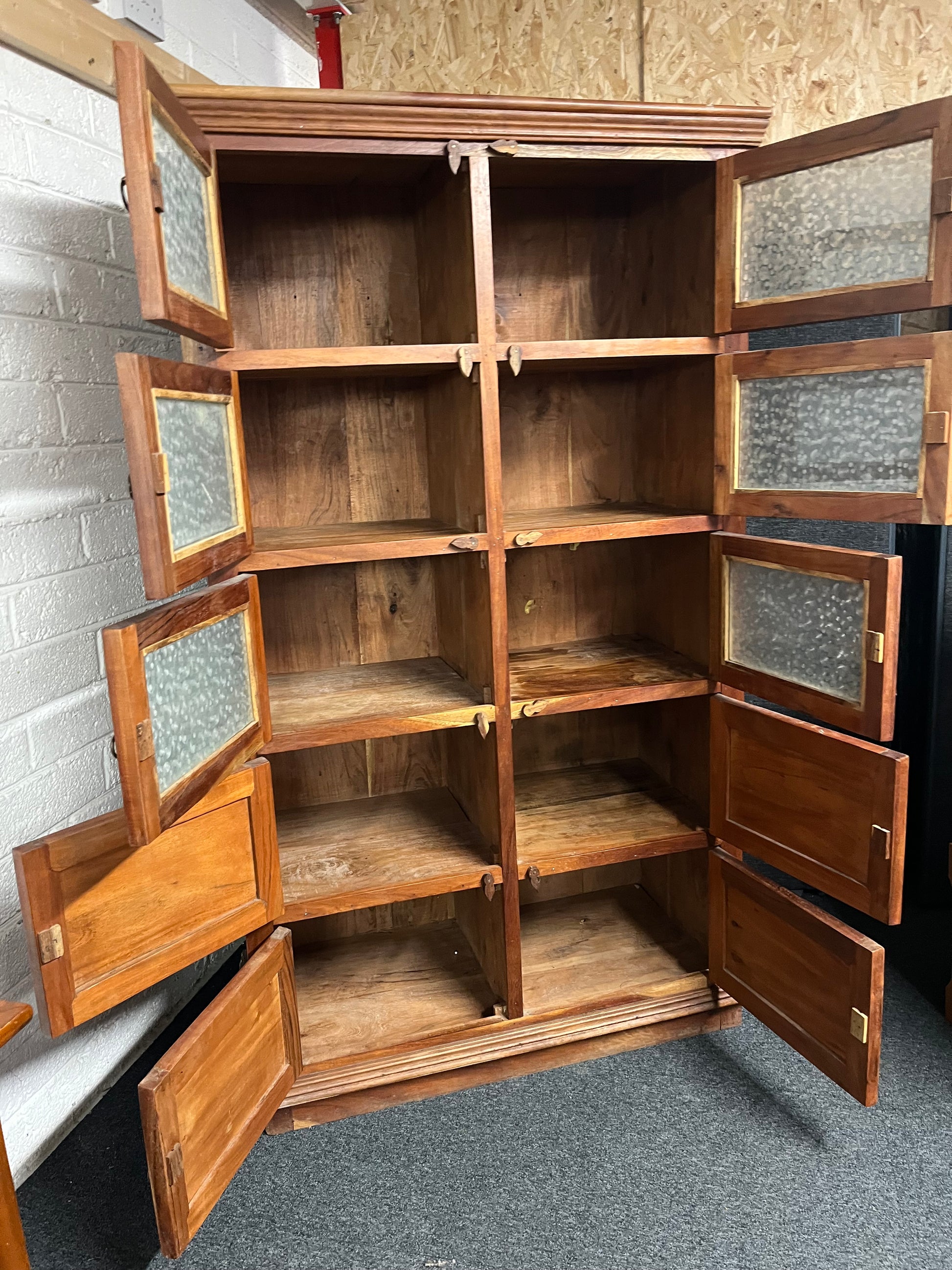 Tall solid wood 5 glass Door oriental storage unit (H 1800 x W 1060 x D 530 mm)  1225