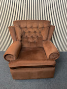 Switch Brown fabric button back fireside armchair on castors 2425 2 image
