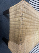 Rattan dining chair with dark wood stained top  44620