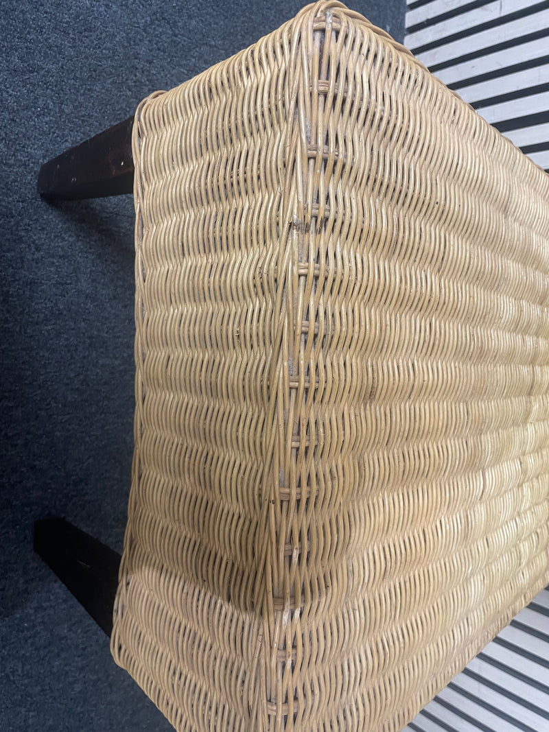Rattan dining chair with dark wood stained top  44620