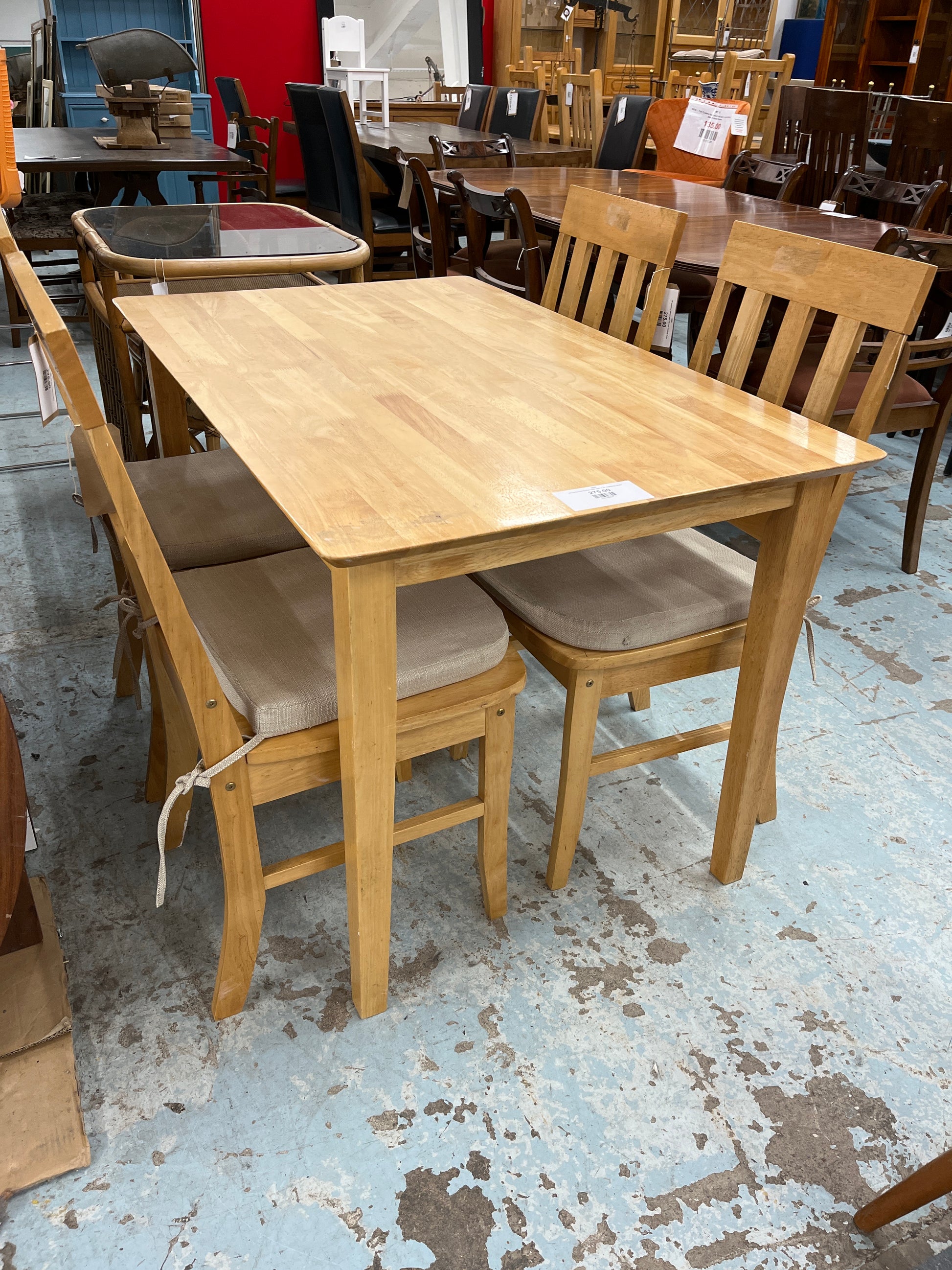 4ft hardwood kitchen table with 4 no. matching chairs