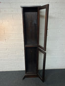 Switch Solid dark wood carved details 2 glass door display unit with legs (H 170 x W 38 x D 25 cm) 1325 3 image