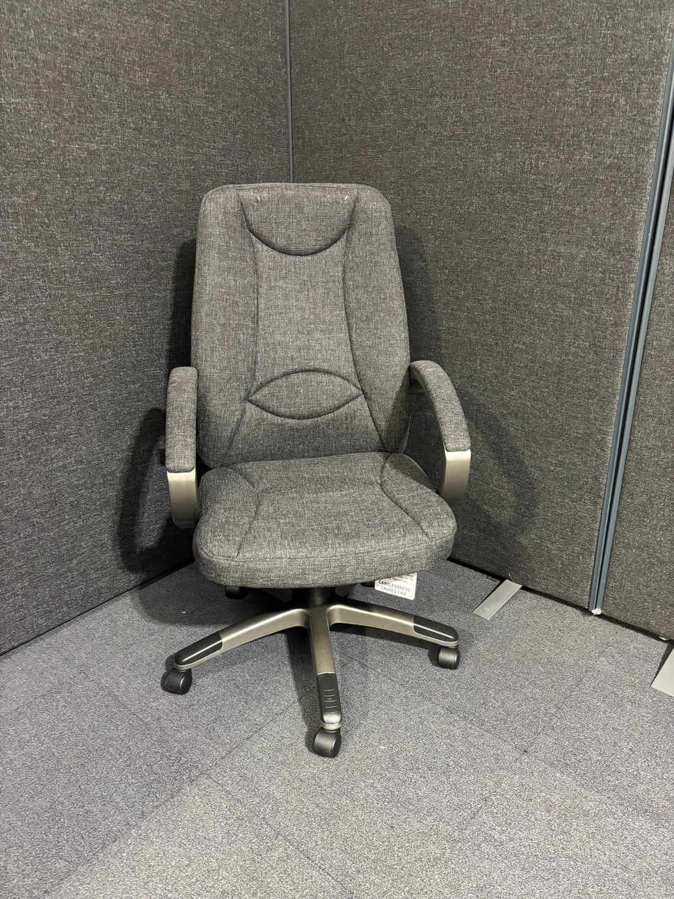 NEW Lucca high back, height adjustable swivel chair with loop arms in Charcoal or Blue fabric. Price includes VAT