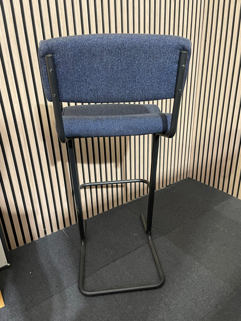 Ex-Demo Highback Navy  Fabric Stool w/ Foot Rest